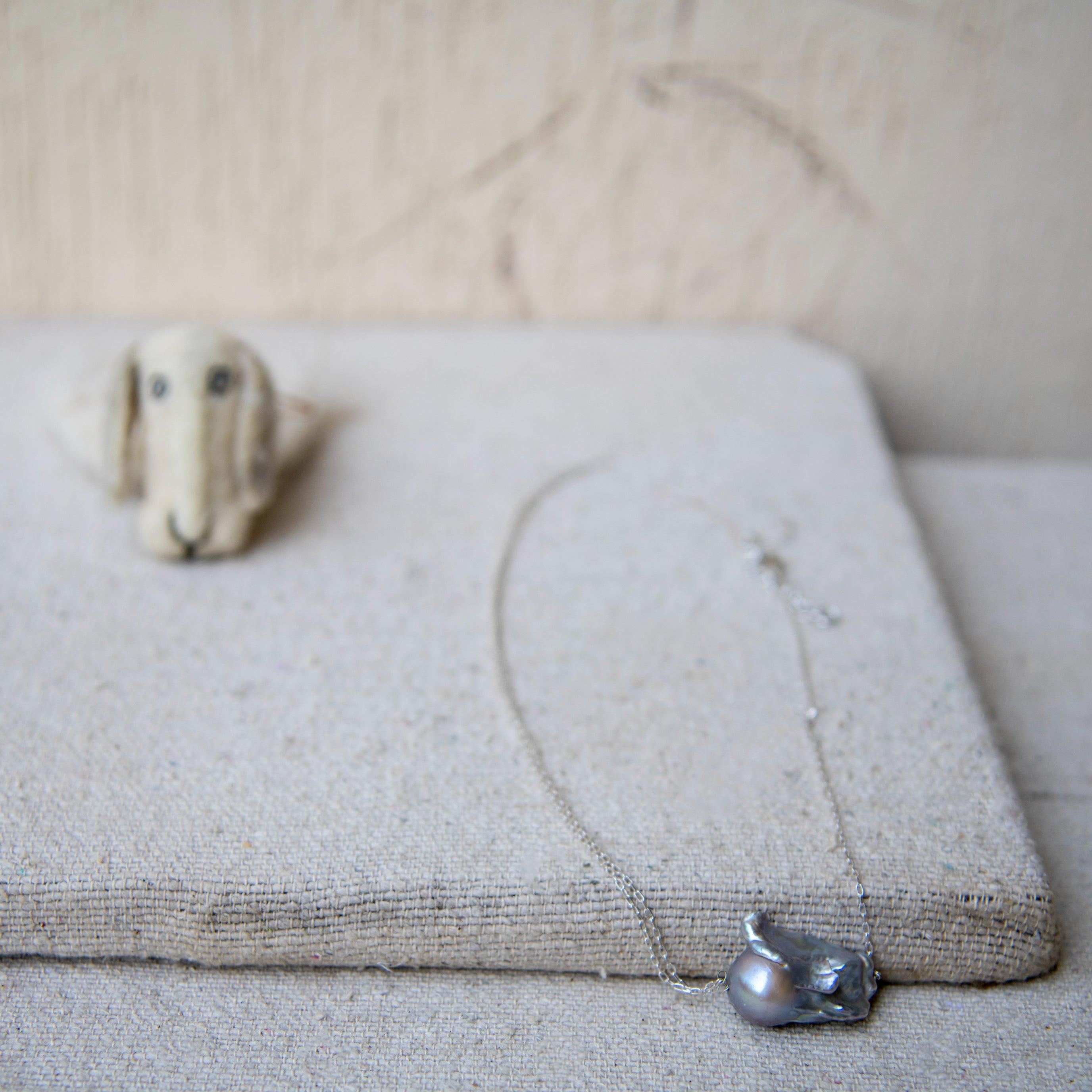Pearl Silver Plated Double Chain Necklace