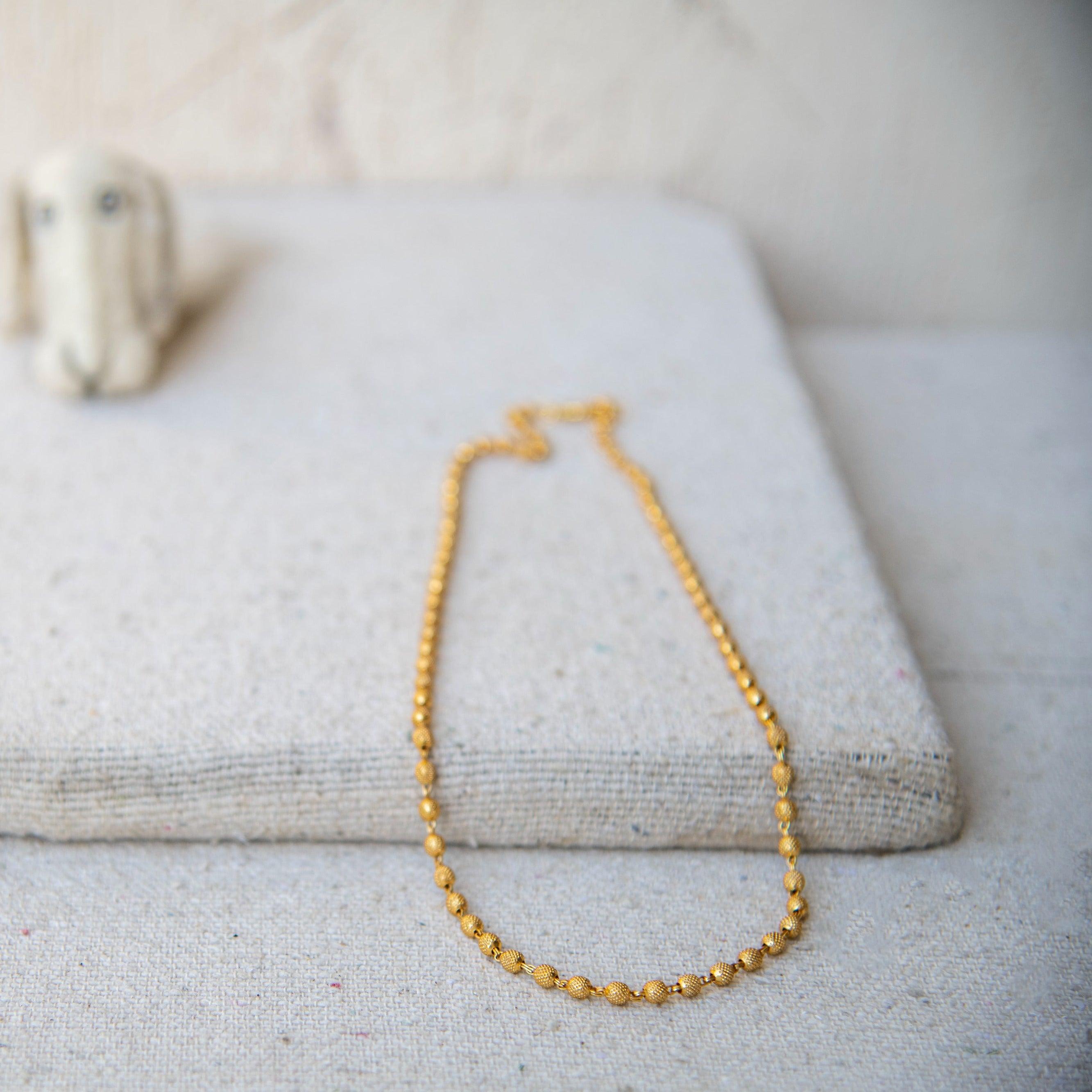 Peppercorn Texture Gold Plated Beads Necklace