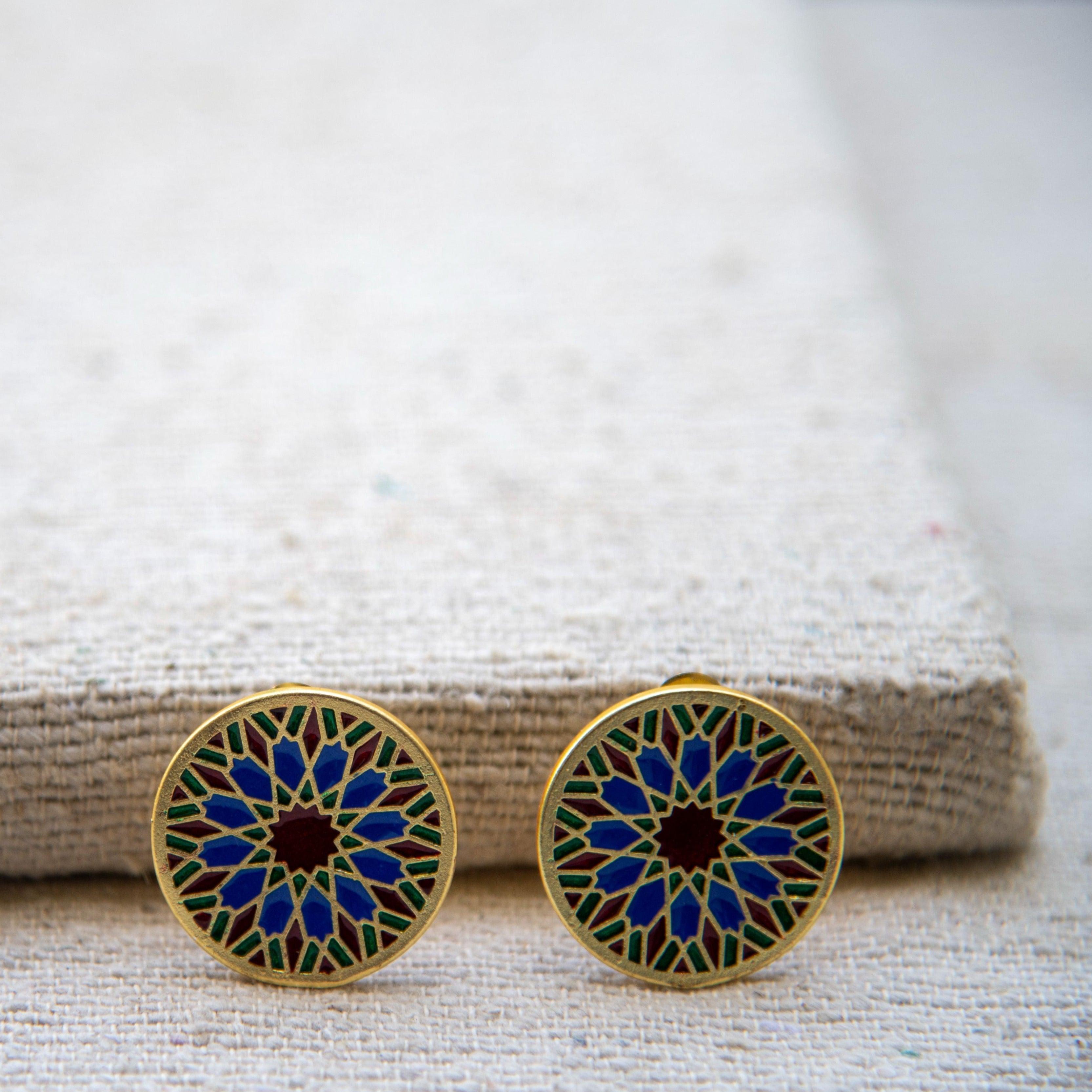 Plique A Jour Enameled Flash Gold Plated Earring