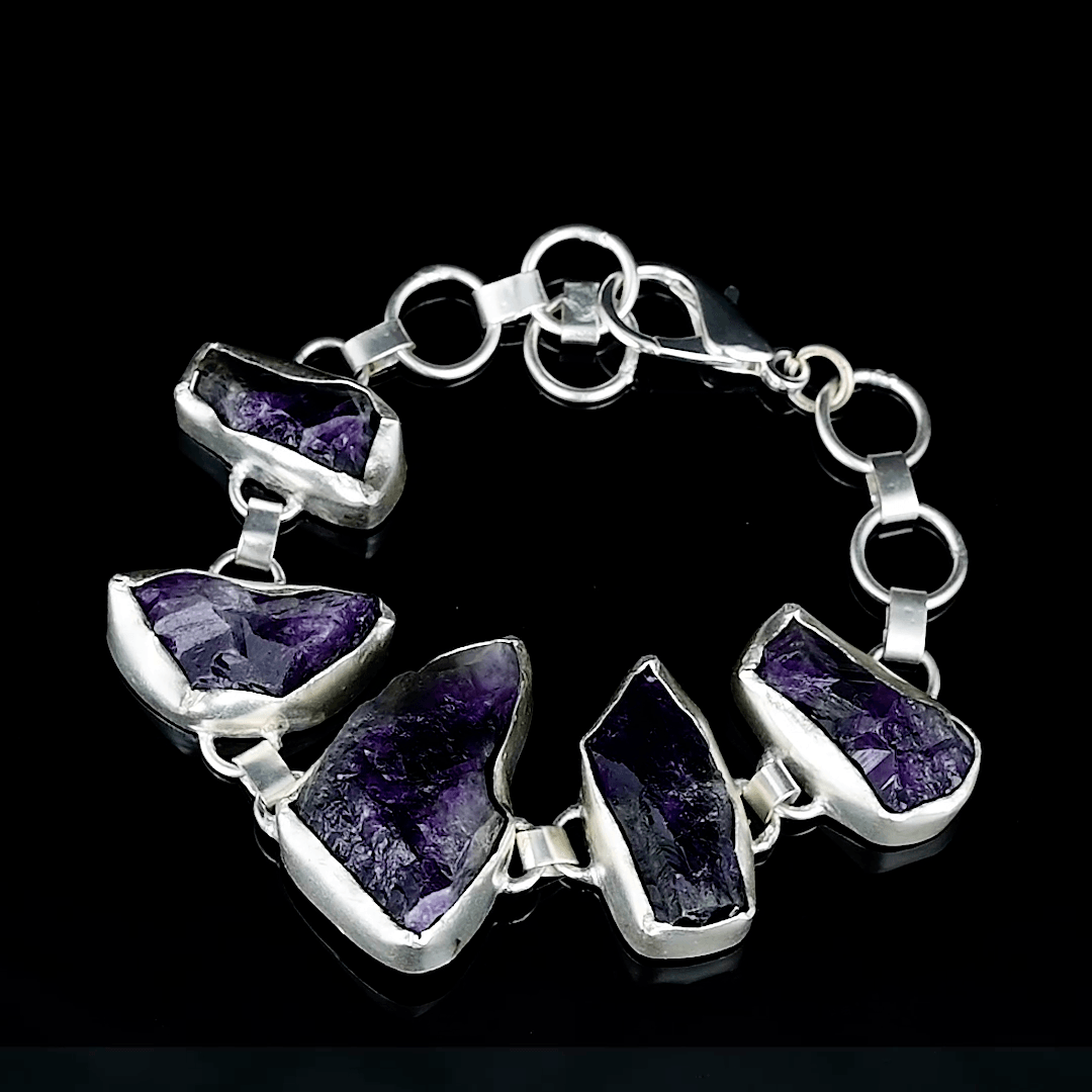 Purple Amethyst Rough Gemstone Bracelet