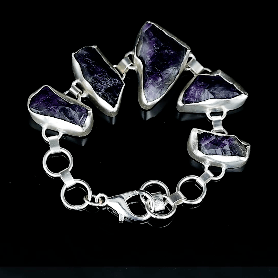 Purple Amethyst Rough Gemstone Bracelet