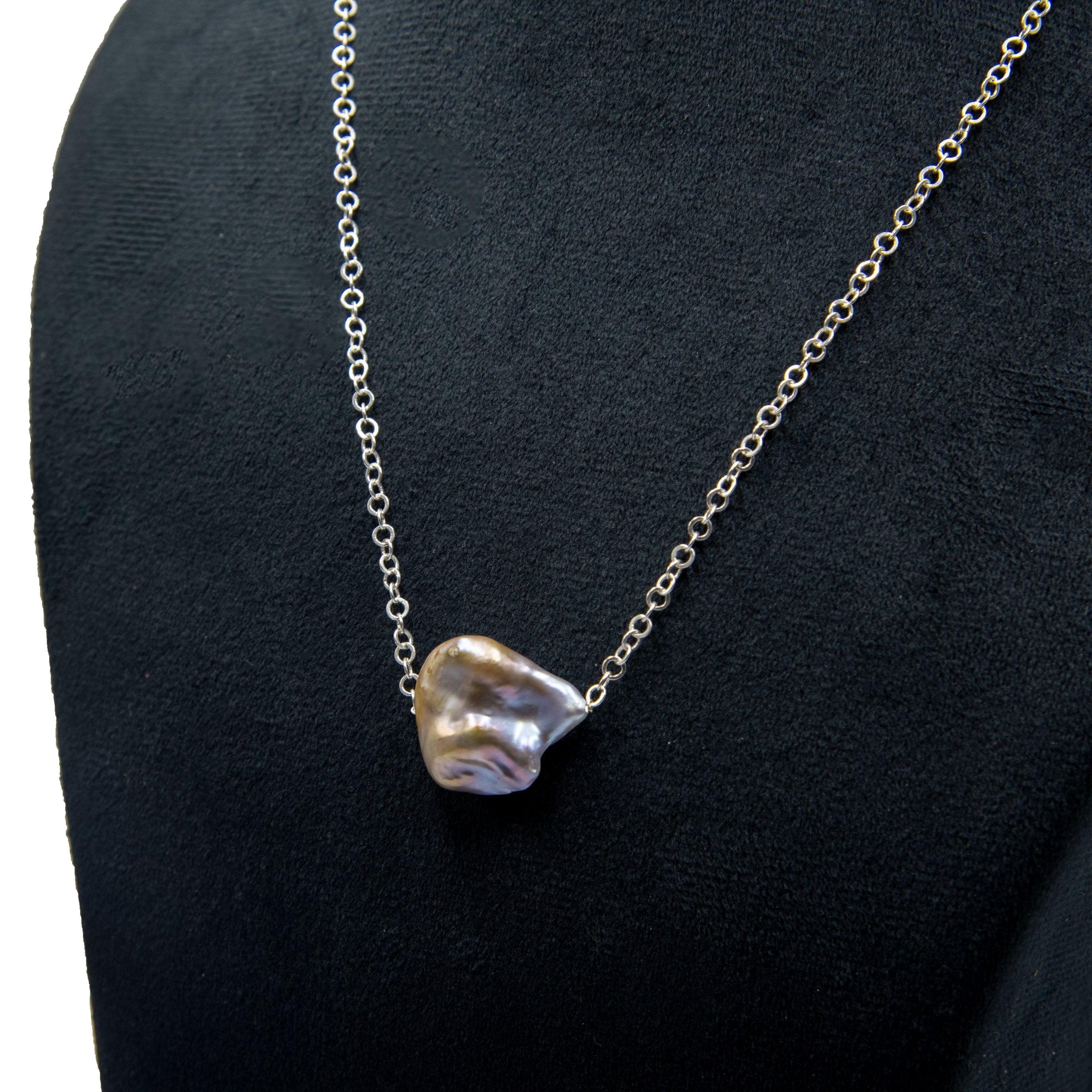 Rainbow Pearl Silver Chain Pendant