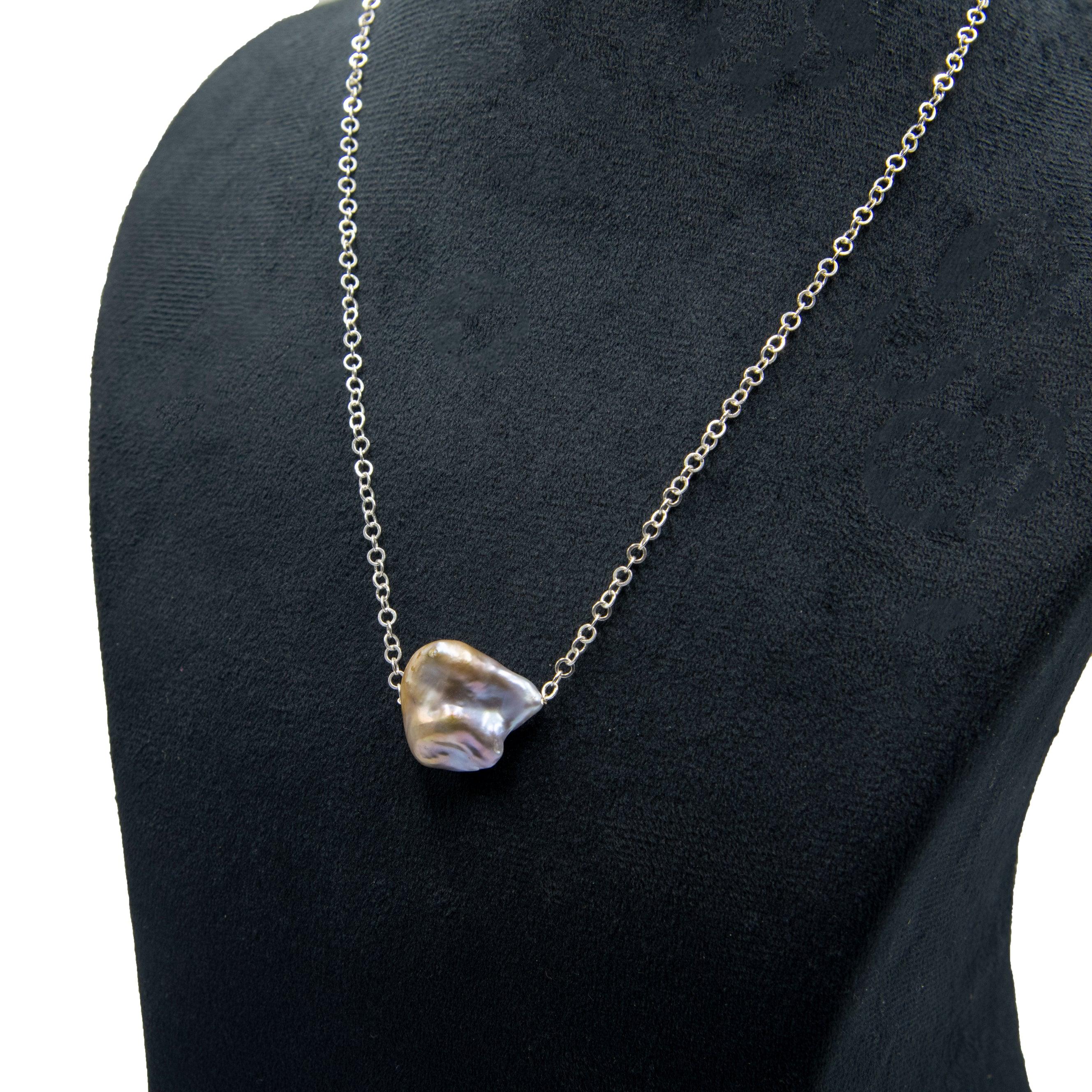 Rainbow Pearl Silver Chain Pendant