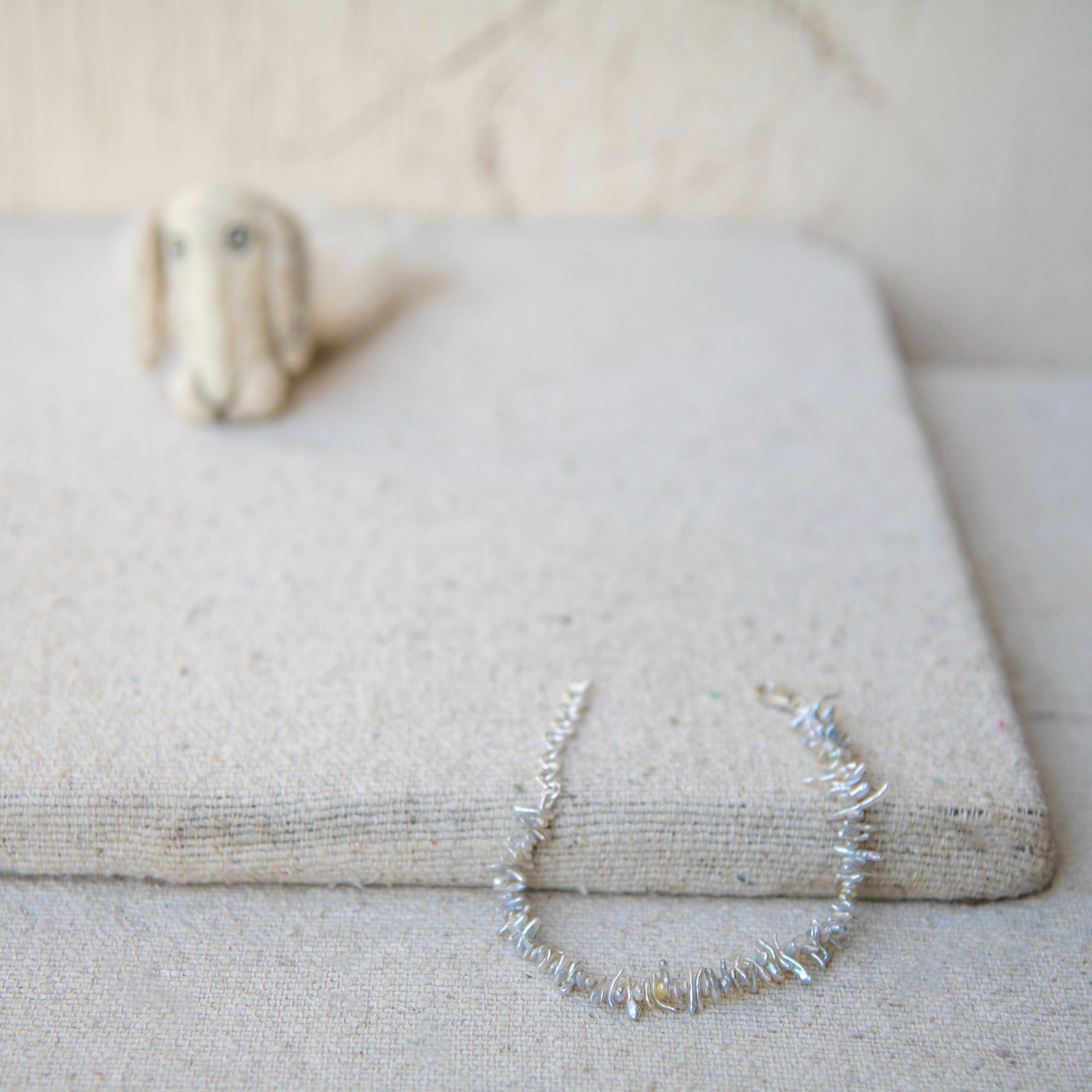 Rainbow Pearl Silver Plated Chain Bracelet