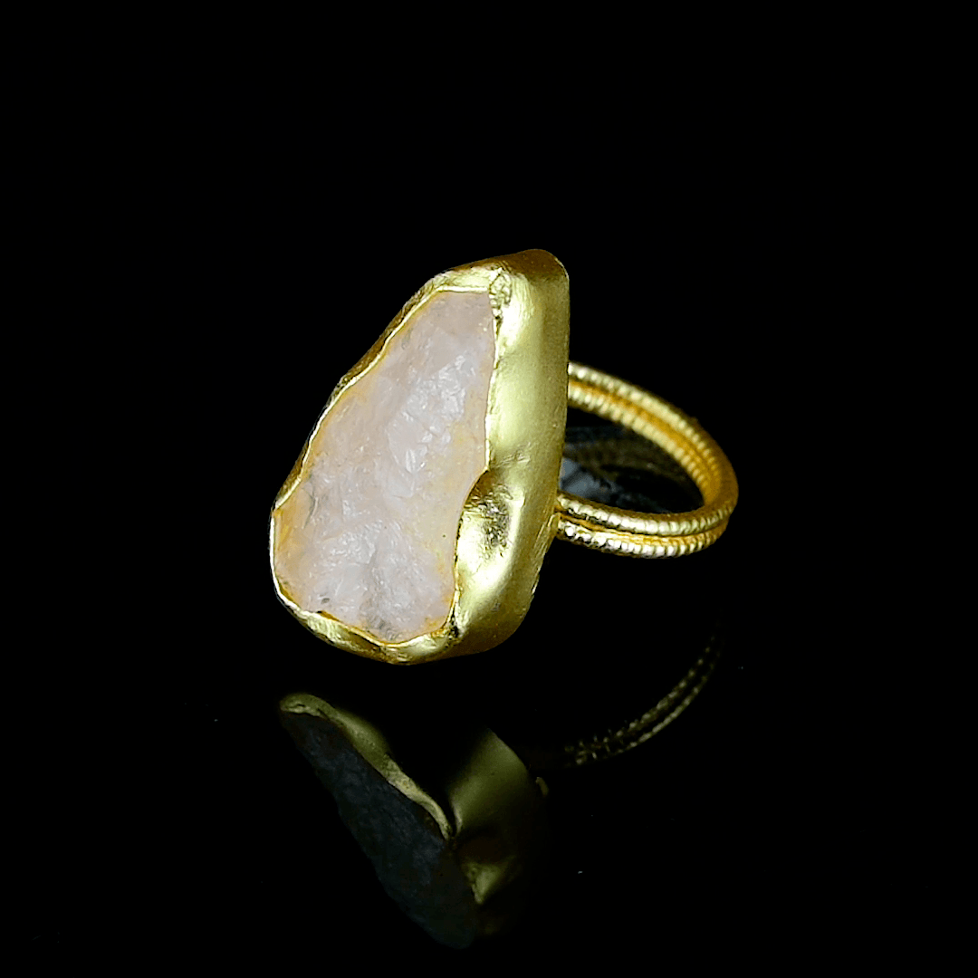 Rose Quartz Rough Gemstone Ring