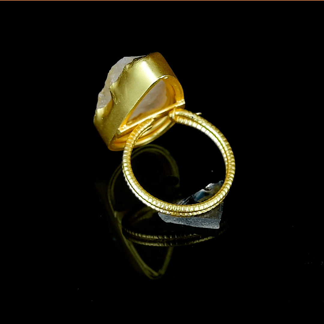 Rose Quartz Rough Gemstone Ring