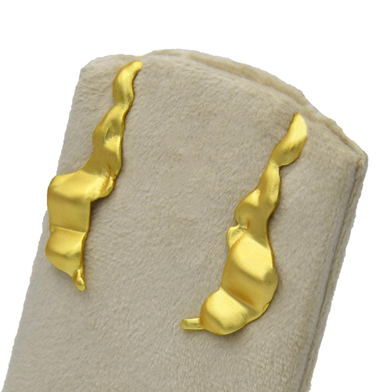Sea Waves Gold plated Brass Stud Earring