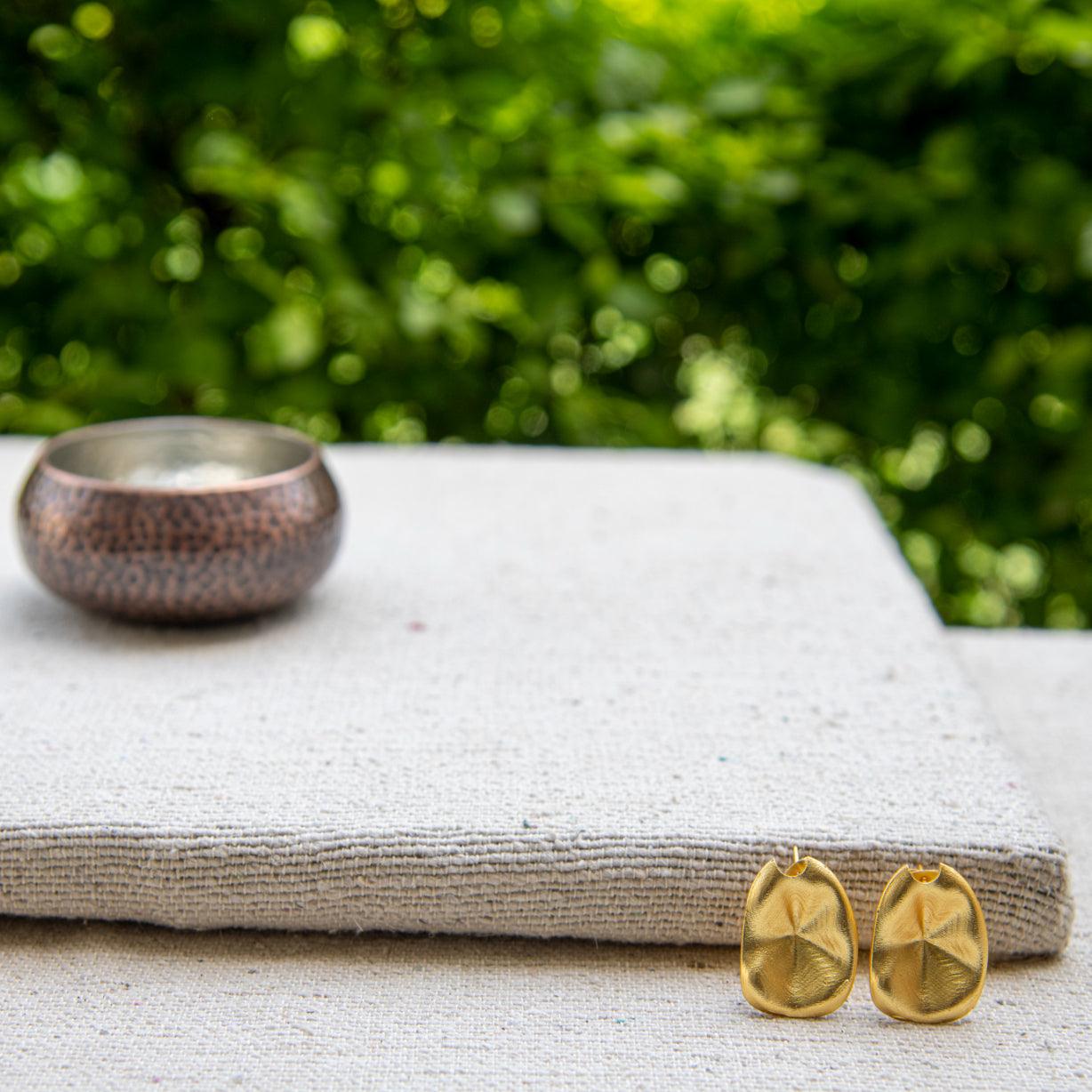 Small Lotus Leaf Stud Earring