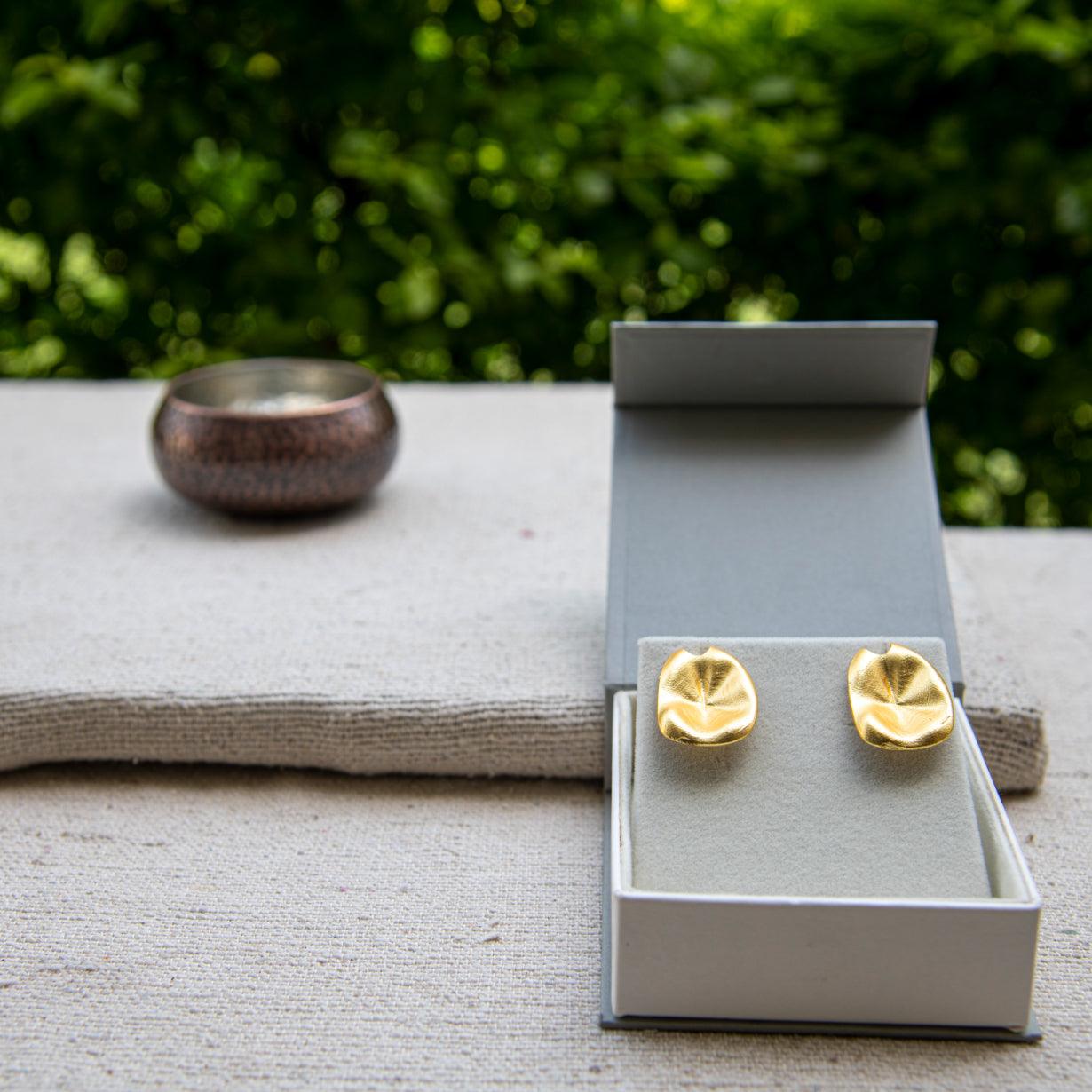 Small Lotus Leaf Stud Earring