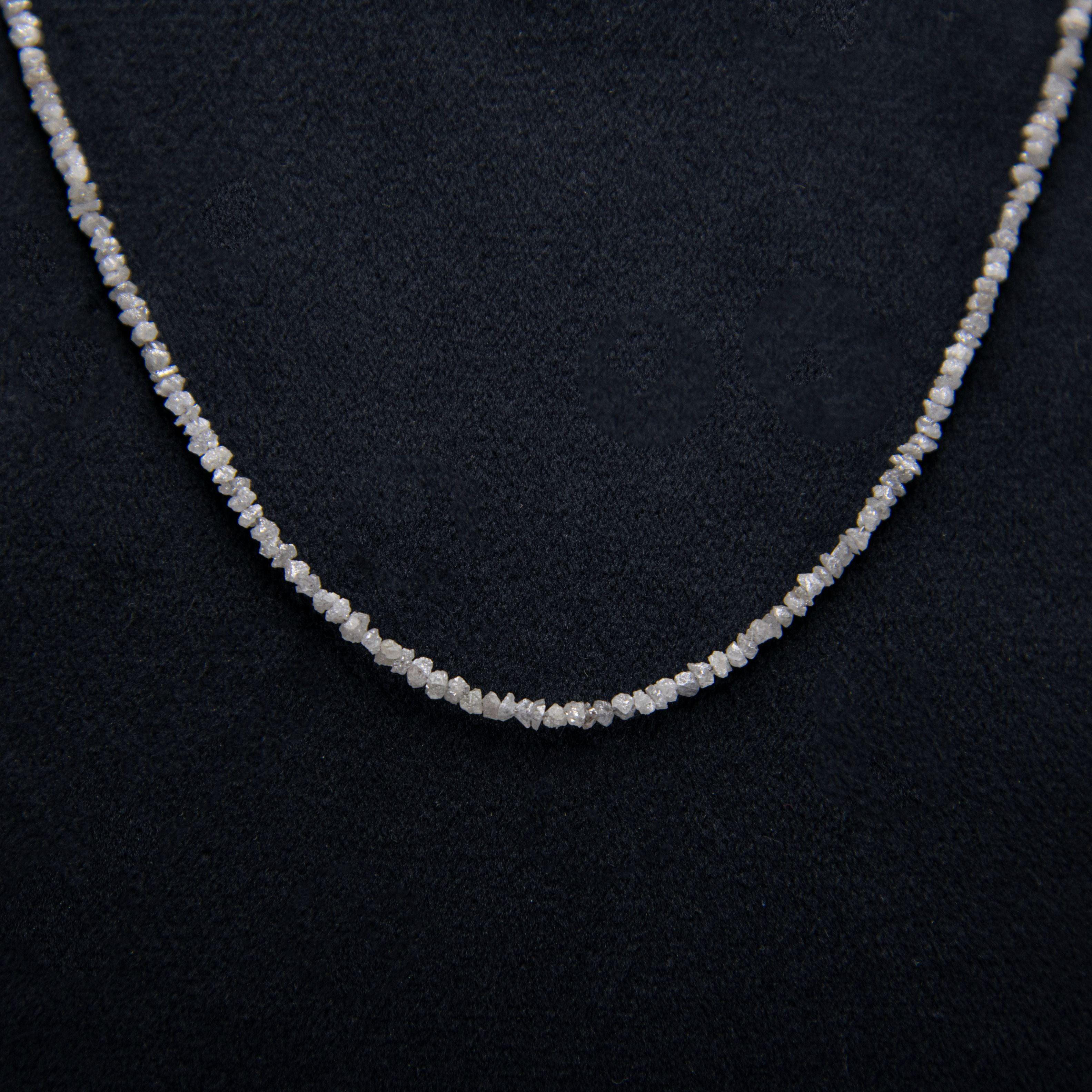 Small silver Rough Diamond Bead Necklace with Silver Clasp