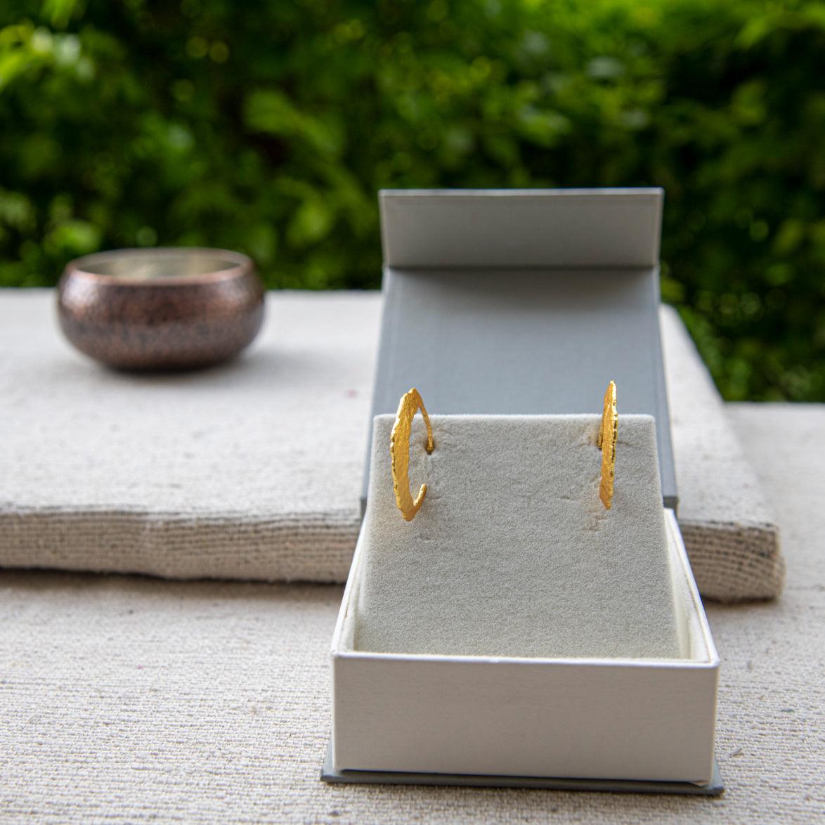 Textured Brass Hoop Earring