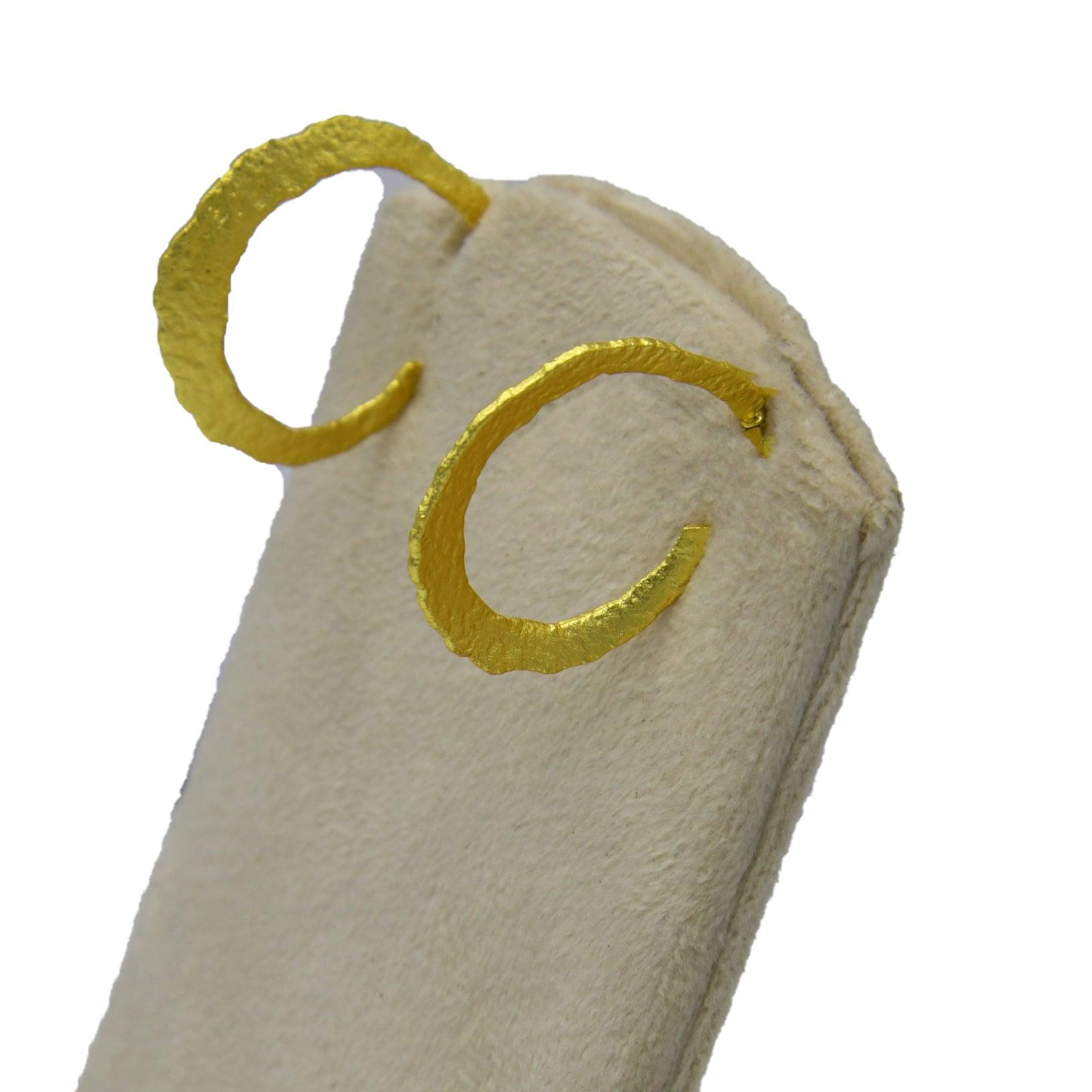 Textured Brass Hoop Earring