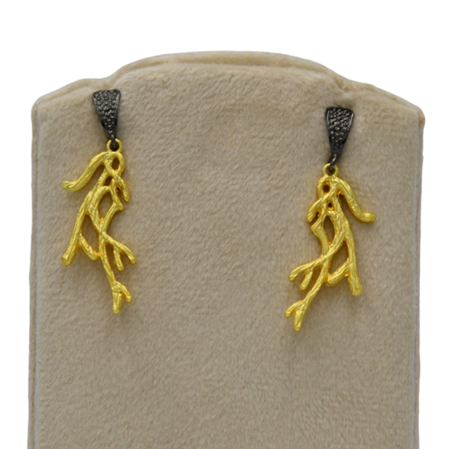 Tree Branch Gold Plated Earring