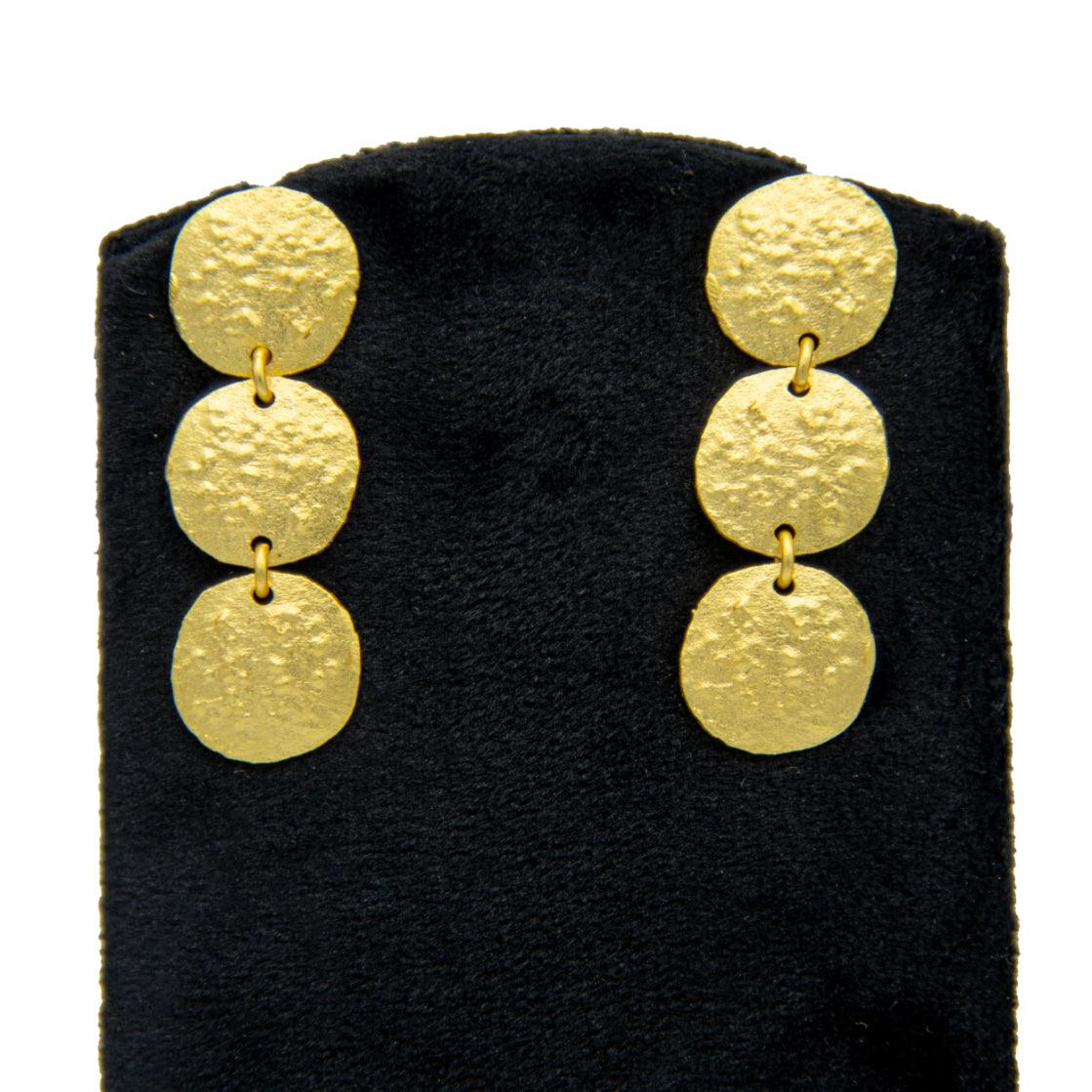 Tri Disk Dangler Stud Earring