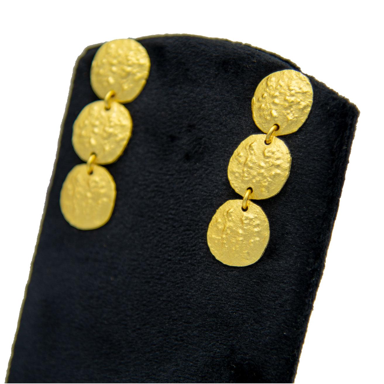 Tri Disk Dangler Stud Earring