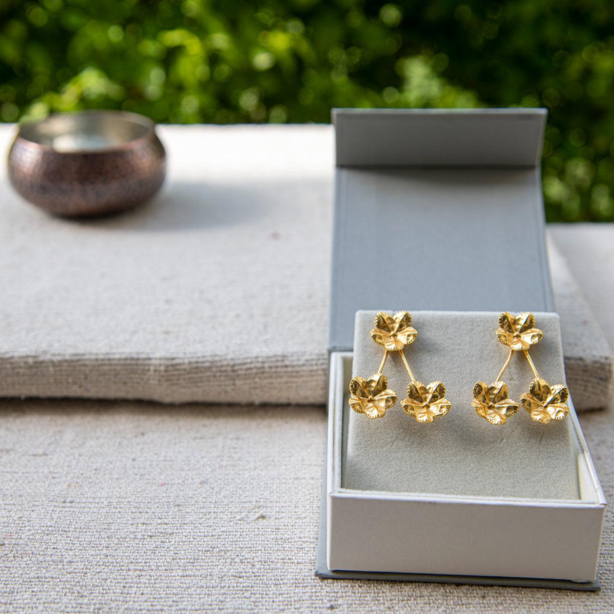 Tri-Flower Stud Earring