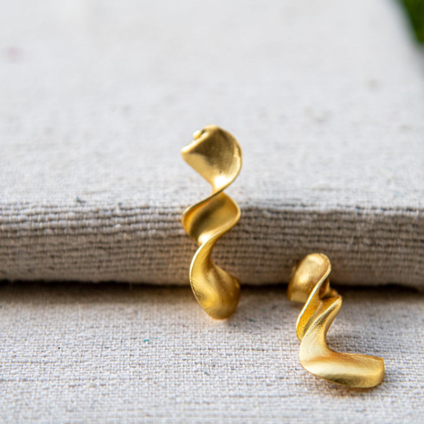 Twisted Brass Gold Plated Dangler Earring