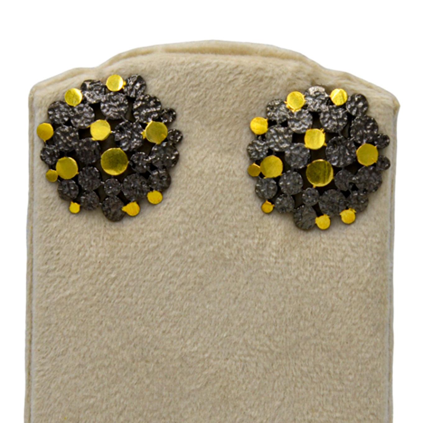 Two tone Brass & Gold Plated Stud Earring
