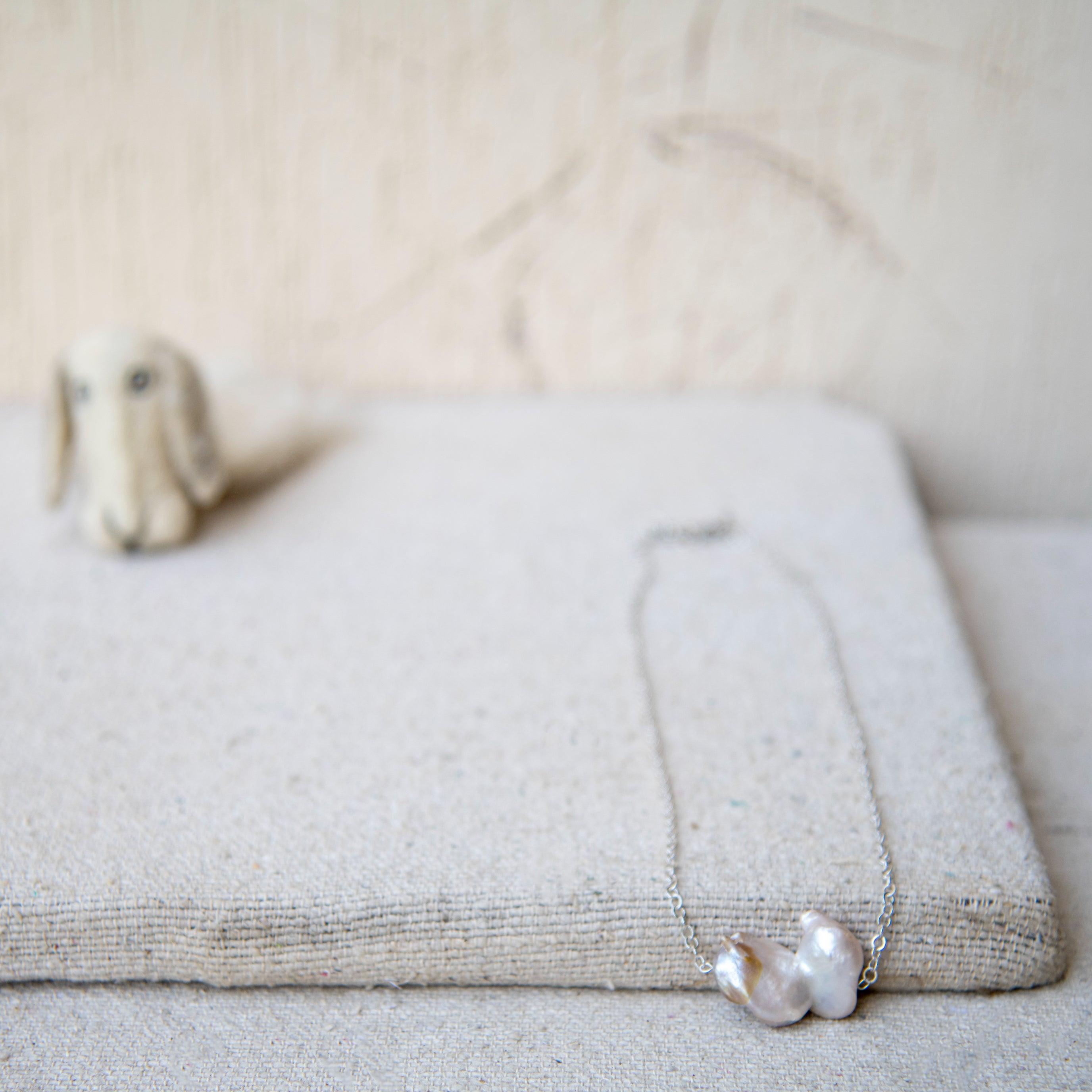Uneven Mabe Pearl Silver Plated Chain Pendant