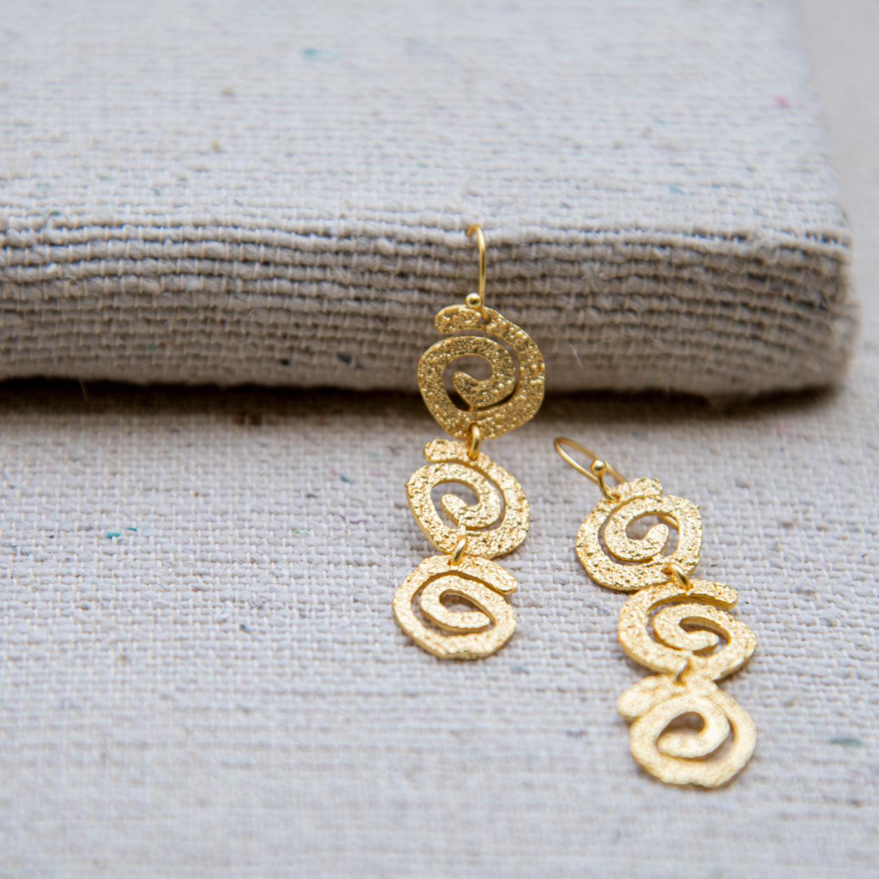 Uneven Swirl "Jalebi" Dangle Earrings