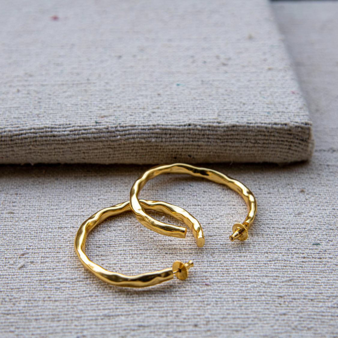 Uneven Textured Big Hoop Earring