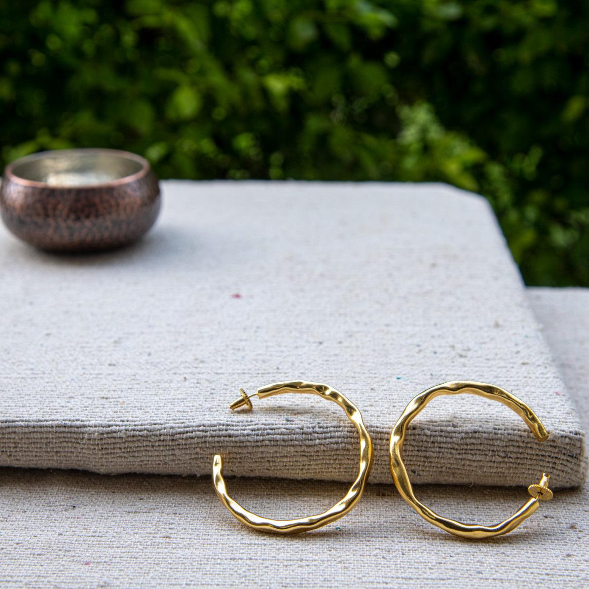 Uneven Textured Big Hoop Earring